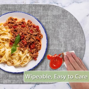 Placemats for Dining Table Set of 8 Non-Slip, Heat Resistant Leather Placemat Double Layer, Waterproof Table Mats Easy to Clean for Kitchen Dining Room Coffee Office Table, Grey