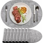 Placemats for Dining Table Set of 8 Non-Slip, Heat Resistant Leather Placemat Double Layer, Waterproof Table Mats Easy to Clean for Kitchen Dining Room Coffee Office Table, Grey