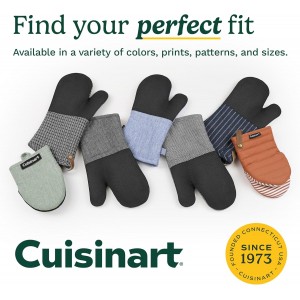 Cuisinart Mini Oven Mitts – 5.5” x 7” Heat-Resistant Kitchen Mitts for Oven with Non-Slip Neoprene Palm, Cotton Filling, and Fabric Loop – Durable Oven Mitt Set for Cooking & Baking (Chambray)