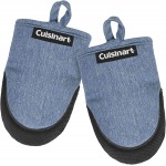 Cuisinart Mini Oven Mitts – 5.5” x 7” Heat-Resistant Kitchen Mitts for Oven with Non-Slip Neoprene Palm, Cotton Filling, and Fabric Loop – Durable Oven Mitt Set for Cooking & Baking (Chambray)