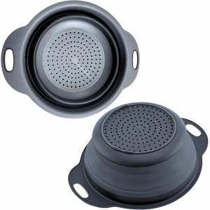 Black Silicone Collapsible Colanders - K...
