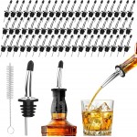 60-Pack Stainless Steel Pour Spouts for Liquor Bottles Oil Vinegar and Wine,Liquor Bottle Pourers with Rubber Dust Caps,Bar accessories,Pourers for Bartending