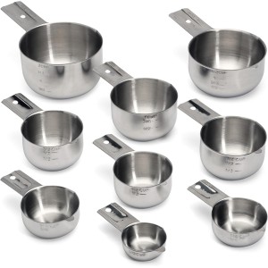 Hudson Essentials Stainless Steel Measuring Cups Set - (9 Piece Set) - Stackable Set with Spout - Includes 2 Cup and 1.5 Cup