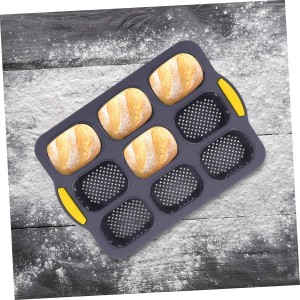 Ciabatta Bread Pan Baking Tray Dividers Silicone Loaf Mold Non-stick Heat Resistant for French Bread and Cake Baking