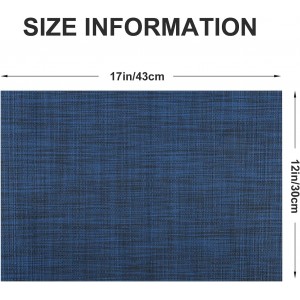 Vinyl Placemats Set of 4, PVC Woven Washable Non-Slip Table Mats, Heat Resistant Wrinkle Free Place Mats for Dining Table, Easy to Clean (4, Navy Blue)