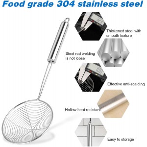 Steel Spider Strainer Skimmer Ladle, 5.5 Inch Pasta Strainer Spoon Strainer Spider Skimmers Kitchen Gadgets Wire Strainer for Kitchen Cooking and Frying