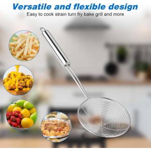 Steel Spider Strainer Skimmer Ladle, 5.5 Inch Pasta Strainer Spoon Strainer Spider Skimmers Kitchen Gadgets Wire Strainer for Kitchen Cooking and Frying