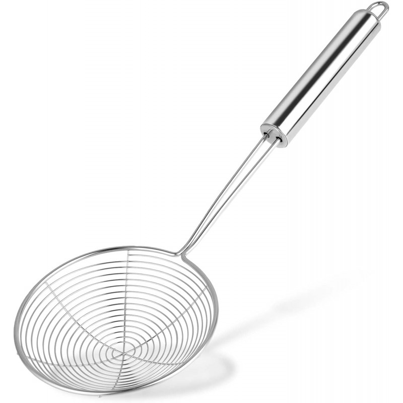 Steel Spider Strainer Skimmer Ladle, 5.5 Inch Pasta Strainer Spoon Strainer Spider Skimmers Kitchen Gadgets Wire Strainer for Kitchen Cooking and Frying