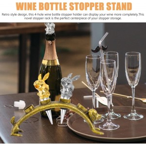 Garneck Animal Shape Bottle Stoppers Rack Wine Vacuum Stopper Display Metal Wine Plug Holder