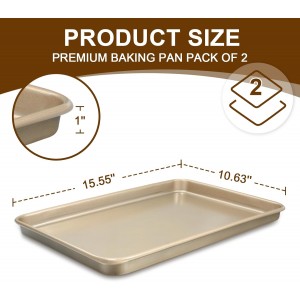 Baking Sheet Pan Set of 2, Wildone Commercial Cookie Sheets for Baking, Nonstick Carbon Steel Jelly Roll Pan Oven Tray 15x10 Inch, Heavy Duty & Easy Clean