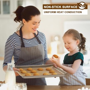 Baking Sheet Pan Set of 2, Wildone Commercial Cookie Sheets for Baking, Nonstick Carbon Steel Jelly Roll Pan Oven Tray 15x10 Inch, Heavy Duty & Easy Clean