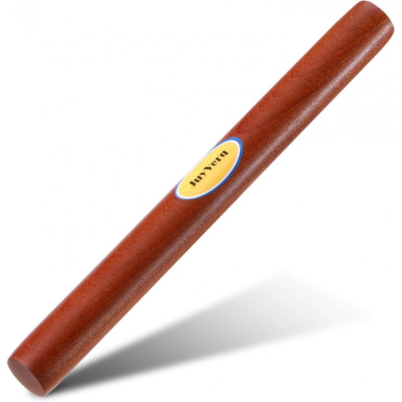 Wood Rolling Pin (15.75 Inches), Non-Stick Rolling Pin for Baking, Natural Sapele Wood Dough Roller for Pizza, Fondant, Pie, Cookie, Pastry, Essential Kitchen Tool