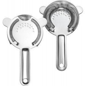 Cocktail Strainer – Stainless Steel Hawthorne Strainer with Removable Spring for Bartending, Boston Shakers, and Mixing Glasses – Perfect for Martinis and Cocktails (Silver)