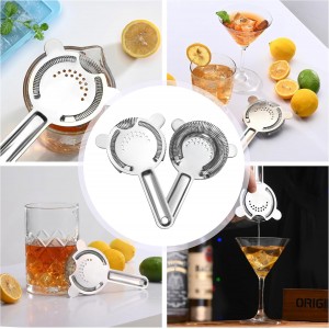 Cocktail Strainer – Stainless Steel Hawthorne Strainer with Removable Spring for Bartending, Boston Shakers, and Mixing Glasses – Perfect for Martinis and Cocktails (Silver)