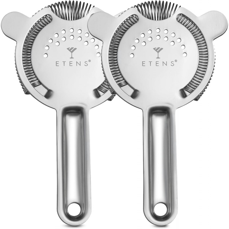 Cocktail Strainer 2 Pack, Bulk Bar Strainers for Bartending, Martini Strainer for Boston Shaker Mixing Glass, Bartender Hawthorne Strainer w/Removable Spring – Bar Supplier for Restaurant