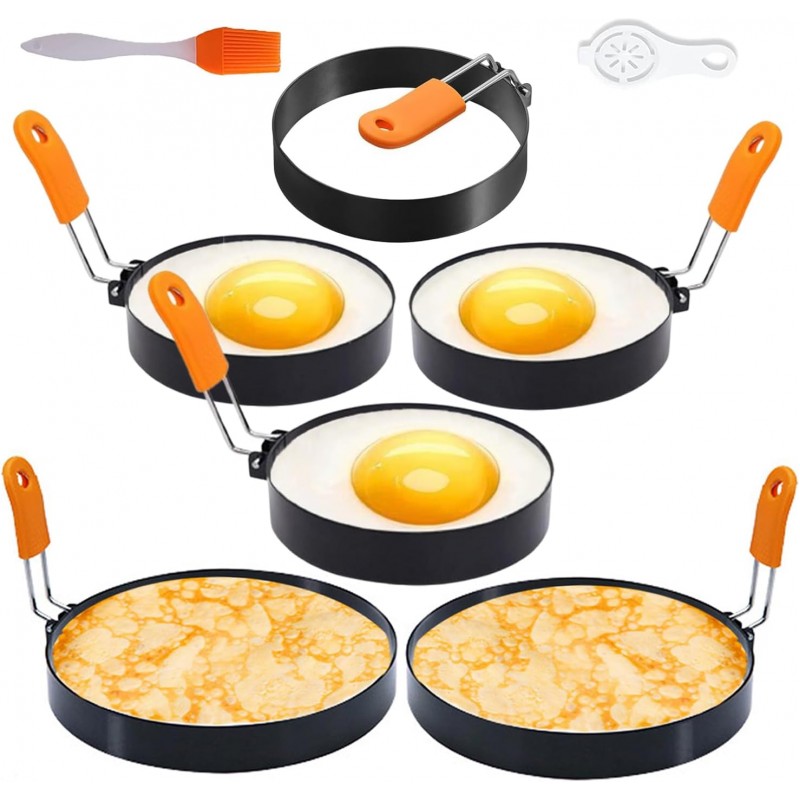 6 Packs Professional Egg Ring Pancake Ring Set,Non-Stick Stainless Steel 6