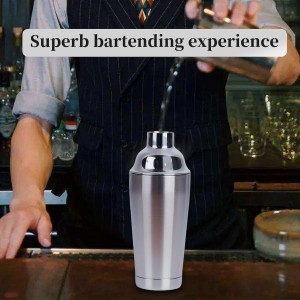 21oz Cocktail Shaker - Insulated Double Wall, Martini Shaker, Drink Shaker, No Stuck Twist Lid, Leakproof, Built-in Strainer, Perfect for Home Bar