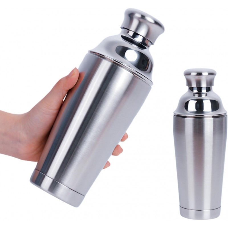21oz Cocktail Shaker - Insulated Double Wall, Martini Shaker, Drink Shaker, No Stuck Twist Lid, Leakproof, Built-in Strainer, Perfect for Home Bar