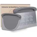 2 IN 1 Upgrade Bench Scraper, Dough Scraper for Pastry Bread Cake Pizza, Stainless Steel Dough Cutter with Conversion Chart & Measuring Scale, Bowl Scraper Food Scraper for Kitchen Baking, Gray