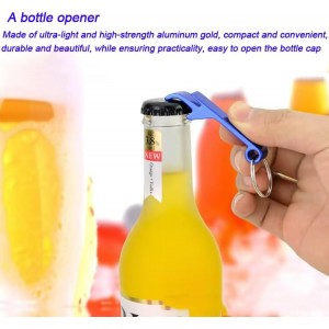 100 Pcs Bottle opener Keychain Bulk,Soda Beverage Beer Bottle Opener Keychain,Bottle Openers Aluminum Beer Bottle Opener Claw Beverage Keychain Ring for Kitchen,Wedding, Bar,Party(blue)