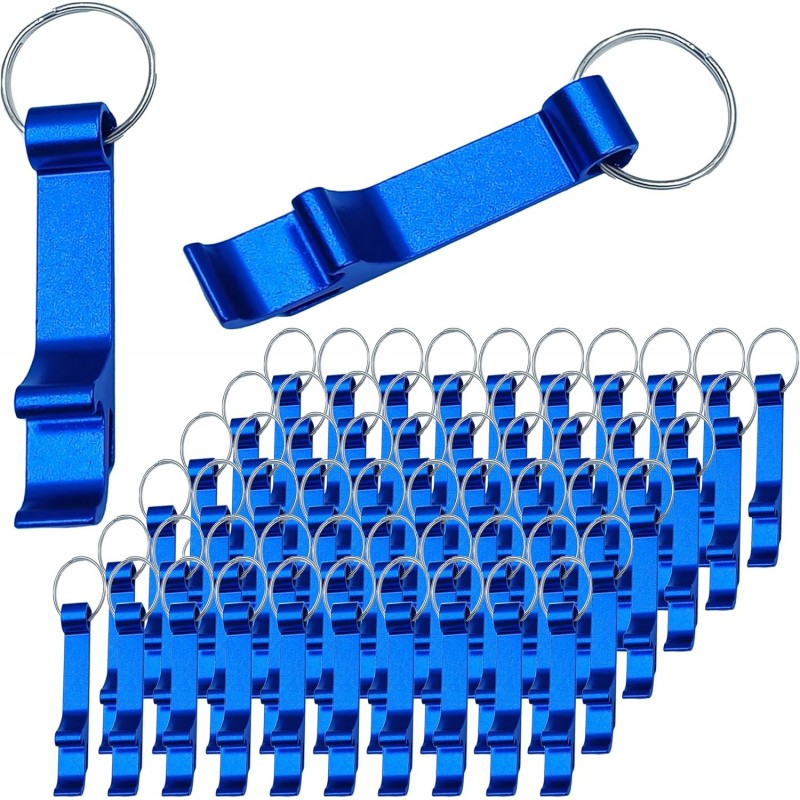 100 Pcs Bottle opener Keychain Bulk,Soda Beverage Beer Bottle Opener Keychain,Bottle Openers Aluminum Beer Bottle Opener Claw Beverage Keychain Ring for Kitchen,Wedding, Bar,Party(blue)