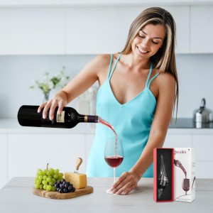 Wine Aerator and Pourer – Premium Air Decanter Spout to Enhance Wine Flavor & Aroma, No-Drip Wine Pourer Spout for Red & White Wines, Perfect Gift for Wine Lovers