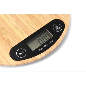 Tastes Round Wood Digital Kitchen Scale, up to 5KG, with All Units and Decorative Design