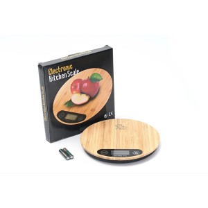 Tastes Round Wood Digital Kitchen Scale, up to 5KG, with All Units and Decorative Design