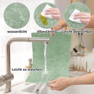 Placemats Set of 4 with 4 Coasters,Carving Floral Design,Non-Slip, Heat Resistant,Washable for Kitchen and Dining Table,Artificial Leather Place Mats (Green)