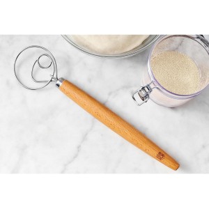 King Arthur Baking Company Baker’s Dough Whisk, Single-Loop, 18/8 Stainless Steel, For Mixing Bread, Sourdough, Pizza, And Cookie Dough