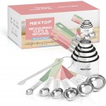 Nextop 14-Piece Stainless Steel Measuring Cups and Measuring Spoons Set with All Stackable Sizes and Leveler for Dry Ingredients, Complete Set for Kitchen & Baking Measuring Tools (Peach Set)