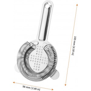 HOZEON 12 Pcs 6.5 Inches Cocktail Strainer, Stainless Steel Bar Strainer Tool, 2 Prong Bartender Strainer for Bar Restaurant Home, Silver