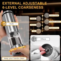 EIHO Electric Salt and Pepper Grinder Set USB Rechargeable, Upgraded External Adjustable Coarseness, Stainless Steel Automatic Salt and Pepper Shakers Mills with LED Light, House Warming Cooking Gifts