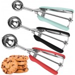 Cookie Scoop Set, Cookie Scoops for Baking Set of 3, Cookie Dough Scoop, 1 Tablespoon/ 2 Tablespoon/ 3 Tablespoon, Red/Black/Mint Handle, For Cookie Cupcake Muffin Ice Cream Truffles