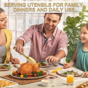 Sunenlyst 4 Pack Gold Buffet Tongs, 9 Inch Stainless Steel Serving Tongs for Food, Salad, Steak, Appetizer, Snack and Small Food (GOLD, 9INCH)