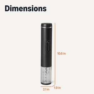 Amazon Basics Cordless Electric Wine Opener with Foil Cutter, Battery-Powered Motor, Black