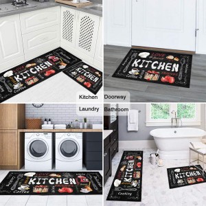 Farmhouse Kitchen Rules Rug 2 Piece Set,Rustic Decor Kitchen Rugs, Non-Slip Absorbent Washable Floor Mats Home Indoor Runner 17×30+17×47 Inches