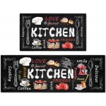 Farmhouse Kitchen Rules Rug 2 Piece Set,Rustic Decor Kitchen Rugs, Non-Slip Absorbent Washable Floor Mats Home Indoor Runner 17×30+17×47 Inches