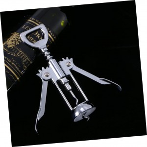Plated Winged Corkscrew Wine Opener Silver Wine Bottle Opener for Effortless Cork Removal Simple Practical Design for Home