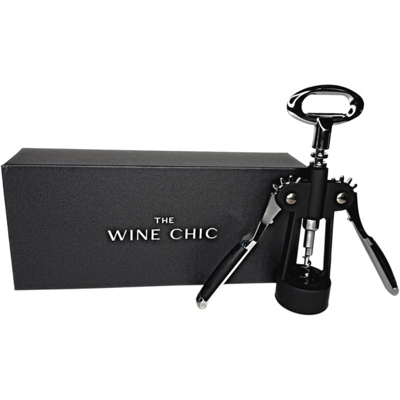 The Wine Chic Heavy Duty Winged Wine Opener, Durable Corkscrew Wine Opener in Elegant Gift Box, Easy to Use Wine Bottle Opener for Effortless Wine Opening