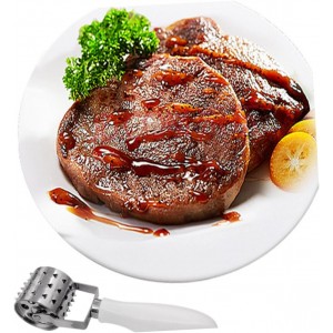 Stainless Steel Roll Meat Tenderizer Handle for Beef Chicken Pork Kitchen Tool for Tenderizing and Flattening Suitable for Home Chefs