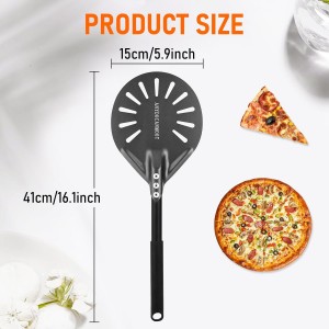 Perforated Pizza Peels 6 INCH pizza spatula paddle Long Handle Metal Pizza Spatula for Indoor and Outdoor (6 Inch)