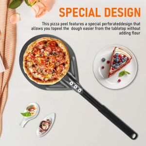 Perforated Pizza Peels 6 INCH pizza spatula paddle Long Handle Metal Pizza Spatula for Indoor and Outdoor (6 Inch)
