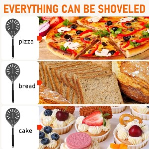 Perforated Pizza Peels 6 INCH pizza spatula paddle Long Handle Metal Pizza Spatula for Indoor and Outdoor (6 Inch)