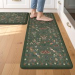 LEEVAN Anti Fatigue Mats for Kitchen Floor Non-Slip, Cushioned Kitchen Mats for Floor 2 Piece, Green Memory Foam Kitchen Mat Set, Waterproof Ergonomic Standing Mat for Bar, Office,Desk, Laundry