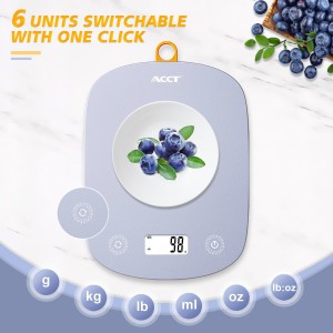 Digital Food Scale 11lb/0.1oz, Digital Kitchen Scale Weight in Grams & Oz, Cook Scale for Baking and Meal Prep, 6 Units with Tare Function, LCD Display (Purple)