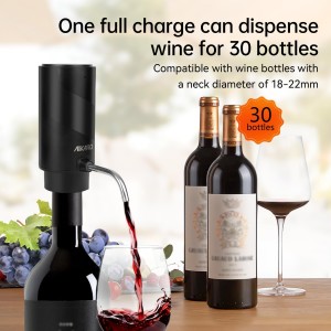 AIKARO - Electric Wine Aerator Pourer Rechargeable Automatic Decanter, with Corkscrew and Vacuum Stopper (Set)