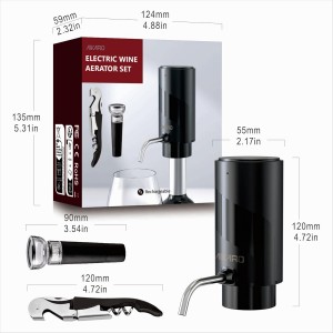 AIKARO - Electric Wine Aerator Pourer Rechargeable Automatic Decanter, with Corkscrew and Vacuum Stopper (Set)
