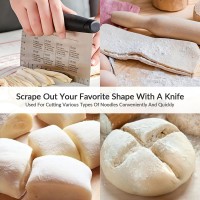 2er Pack Stainless Steel Pastry Blender Cutter and Bench Scraper Set, Efficient Multipurpose Kitchen Baking Tool with Ergonomic Grip Handle for Nut, Pie and Dough Processing (Cutter & Scraper)