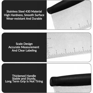 2er Pack Stainless Steel Pastry Blender Cutter and Bench Scraper Set, Efficient Multipurpose Kitchen Baking Tool with Ergonomic Grip Handle for Nut, Pie and Dough Processing (Cutter & Scraper)